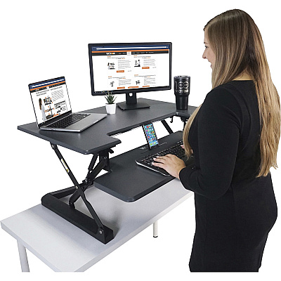 Victor High Rise Height Adjustable Standing Desk with Keyboard Tray (31" , Gray) (VCTDCX710G)