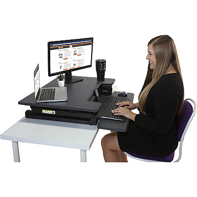 Victor High Rise Height Adjustable Standing Desk with Keyboard Tray (31" , Gray) (VCTDCX710G)