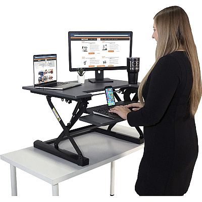 Victor High Rise Height Adjustable Standing Desk with Keyboard Tray (31" , Gray) (VCTDCX710G)