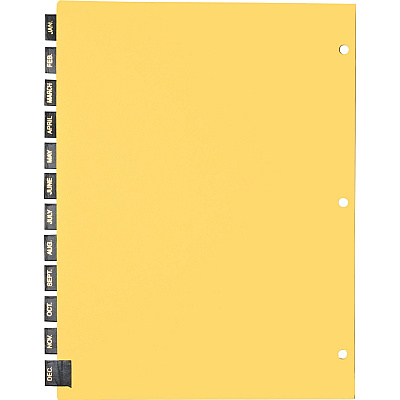 Business Source Monthly Black Leather Tab Index Dividers (BSN01183)