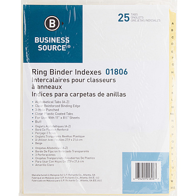 Business Source A-Z Clear Plastic Tab Index Dividers (BSN01806)