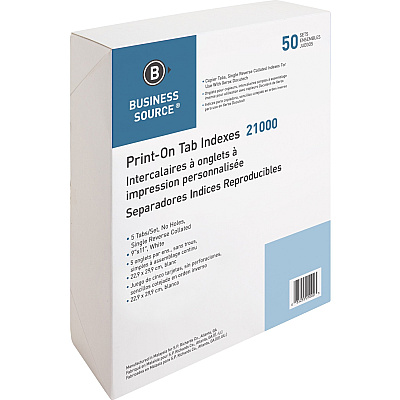 Business Source Tab Printer Economy Index Dividers (BSN21000)