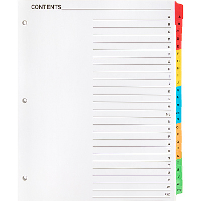 Business Source A-Z Tab Table of Contents Index Dividers (BSN21905)
