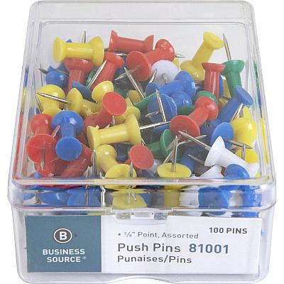 Business Source 1/2" Head Push Pins (BSN81001)