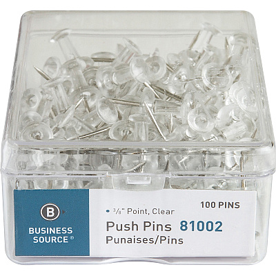 Business Source 1/2" Head Push Pins (BSN81002)