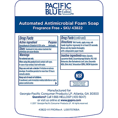 Pacific Blue Ultra Antimicrobial Foam Soap Automated Touchless Dispenser Refills (GPC43822)