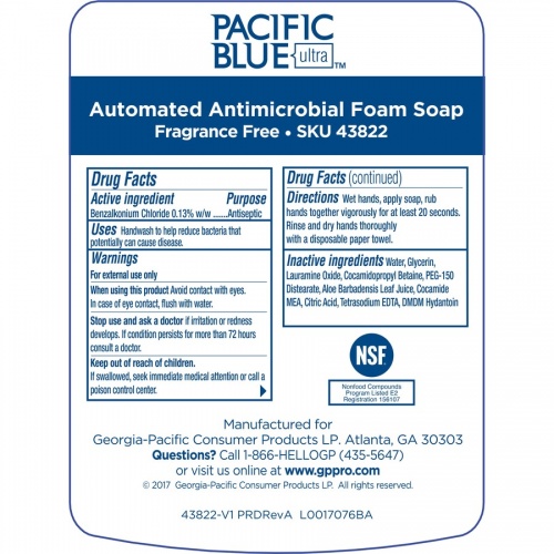 Pacific Blue Ultra Antimicrobial Foam Soap Automated Touchless Dispenser Refills (43822)