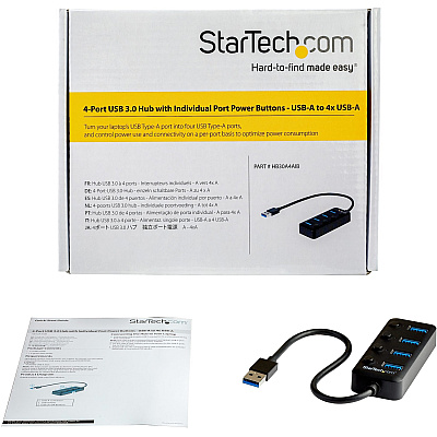 StarTech 4 Port Usb 3.0 Hub - Usb-a Port Switches (HB30A4AIB)