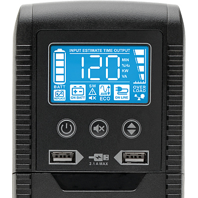Tripp Lite Line Interactive UPS with USB and 10 Outlets - 120V, 1440VA, 900W, 50/60 Hz, AVR, ECO Series, ENERGY STAR (ECO1500LCD)