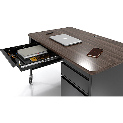 Lorell Fortress Series 48" Mobile Right-Pedestal Teachers Desk (LLR66943)