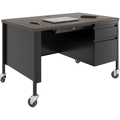 Lorell Fortress Series 48" Mobile Right-Pedestal Teachers Desk (LLR66943)