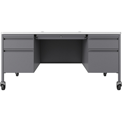 Lorell Fortress Series Mobile Double-Pedestal Teachers Desk (LLR66946)