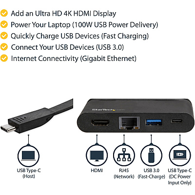 StarTech Usb C Multiport Adapter 4k Hdmi/pd/gbe (DKT30CHCPD)