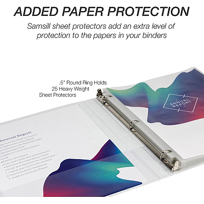 Samsill Economy 0.5 Inch 3 Ring Binder, Made in the USA, Round Ring Binder, Non-Stick Customizable Cover, White, 12 Pack (SAMI08517C)