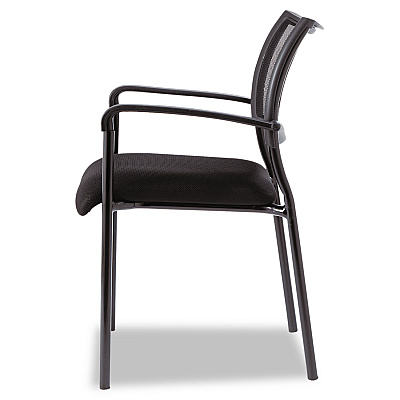 Alera Eikon Series Stacking Mesh Guest Chair, 20.86" x 24.01" x 33.07", Black Seat, Black Back, Black Base, 2/Carton (ALEEK43ME10B)