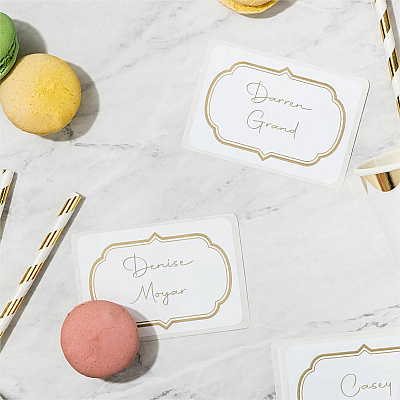 Avery Self-Adhesive Removable Name Tag Labels with Gold Metallic Border (AVE8720)
