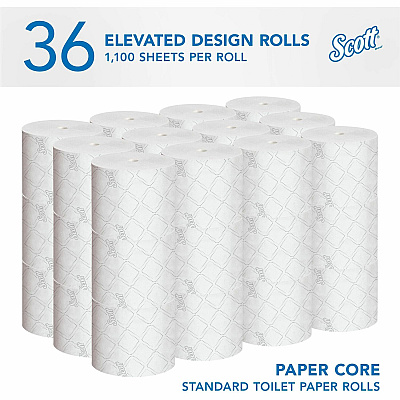 Scott Pro Paper Core High-Capacity Standard Roll Toilet Paper with Elevated Design (KCC47305)