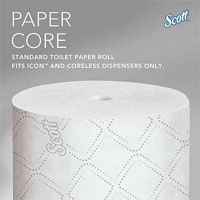 Scott Pro Paper Core High-Capacity Standard Roll Toilet Paper with Elevated Design (KCC47305)