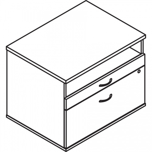 Lorell Walnut Open Shelf File Cabinet Credenza - 2-Drawer (16231)