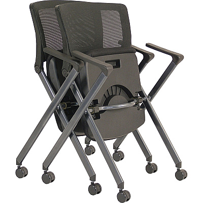 Lorell Mobile Mesh Back Nesting Chairs with Arms (LLR41845)
