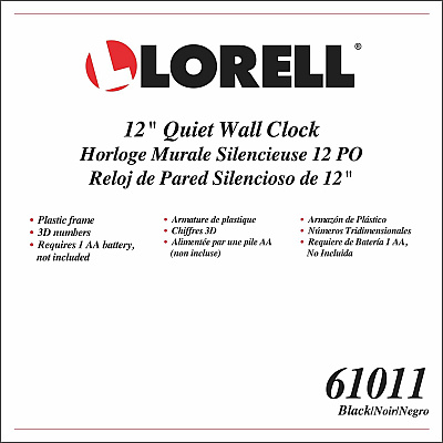 Lorell 12" Round Quiet Wall Clock (LLR61011)