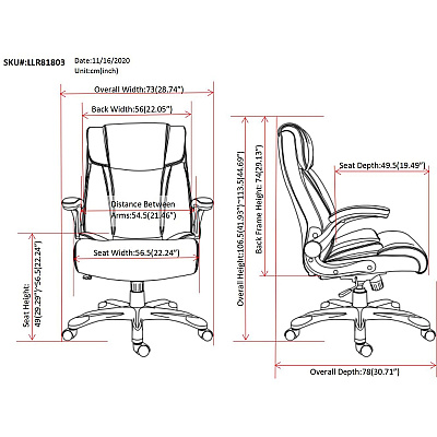 SOHO High-back Office Chair Flip with Armrest (LLR81803)