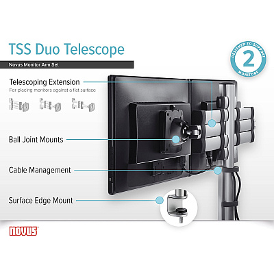 Novus TSS Duo 220+0260+000 Mounting Arm for Monitor - Silver, Black (2200260000)