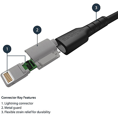 StarTech 6ft/2m Durable Usb-a To Lightning Cable (RUSBLTMM2MB)