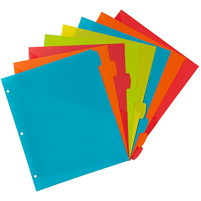 Avery Write & Erase 8-Tab Plastic Dividers, Pockets, Brights (AVE16103)