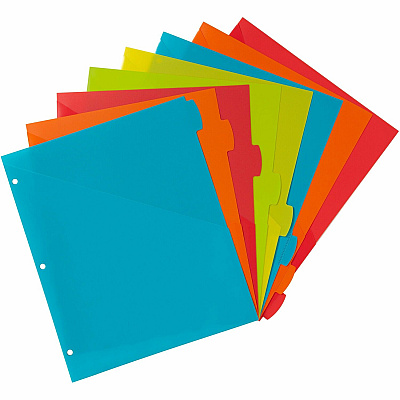 Avery Write & Erase 8-Tab Plastic Dividers, Pockets, Brights (AVE16103)