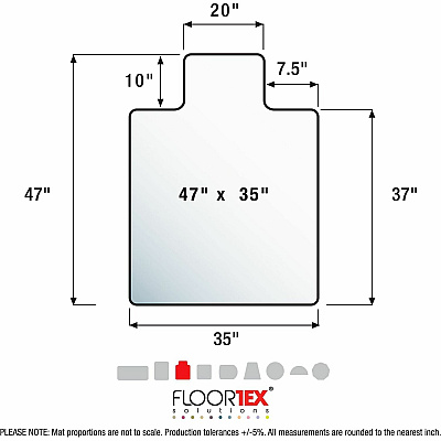 Floortex Polycarbonate Lipped Chair Mat for Carpets up to 1/2" - 35" x 47" (FC118923LR)