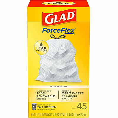 Glad ForceFlex Tall Kitchen Drawstring Trash Bags (CLO78362PL)