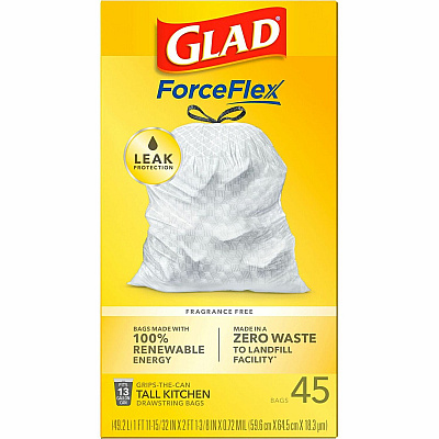 Glad ForceFlex Tall Kitchen Drawstring Trash Bags (CLO78362PL)
