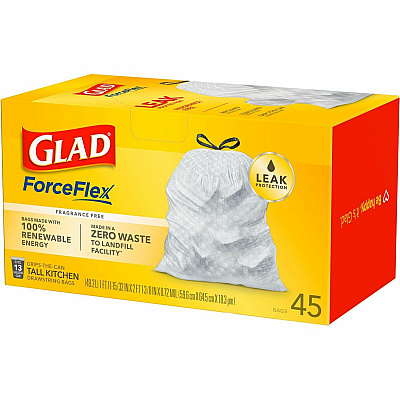 Glad ForceFlex Tall Kitchen Drawstring Trash Bags (CLO78362PL)