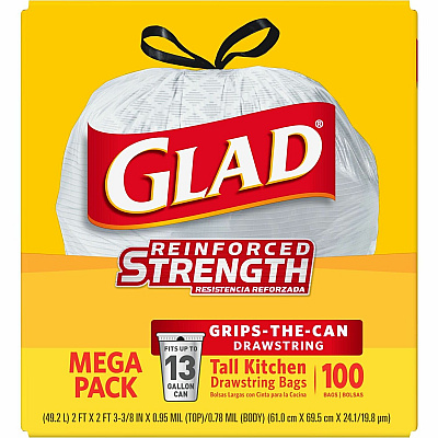 Glad ForceFlex Tall Kitchen Drawstring Trash Bags (CLO78526BD)