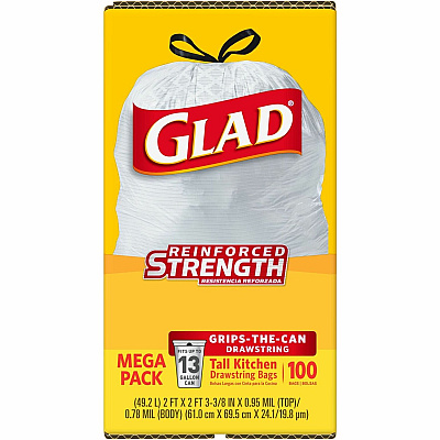 Glad ForceFlex Tall Kitchen Drawstring Trash Bags (CLO78526BD)