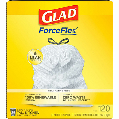 Glad ForceFlex Tall Kitchen Drawstring Trash Bags (CLO78564CT)
