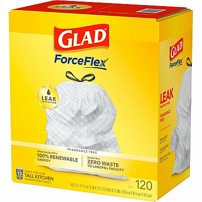 Glad ForceFlex Tall Kitchen Drawstring Trash Bags (CLO78564CT)