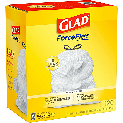 Glad ForceFlex Tall Kitchen Drawstring Trash Bags (CLO78564CT)