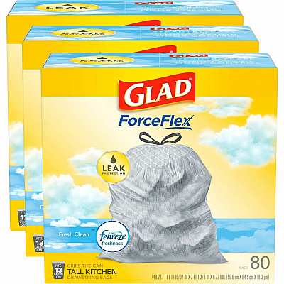 Glad ForceFlex Tall Kitchen Drawstring Trash Bags (CLO78899)