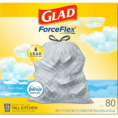 Glad ForceFlex Tall Kitchen Drawstring Trash Bags (CLO78899PL)