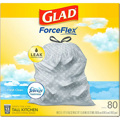 Glad ForceFlex Tall Kitchen Drawstring Trash Bags (CLO78899PL)