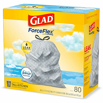 Glad ForceFlex Tall Kitchen Drawstring Trash Bags (CLO78899PL)