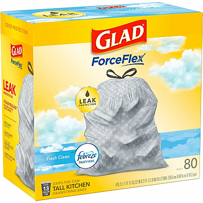 Glad ForceFlex Tall Kitchen Drawstring Trash Bags (CLO78899PL)