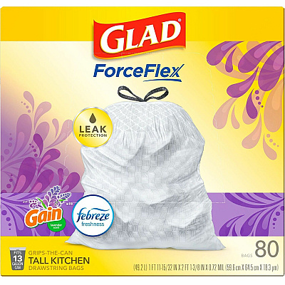 Glad ForceFlex Tall Kitchen Drawstring Trash Bags (CLO78902PL)