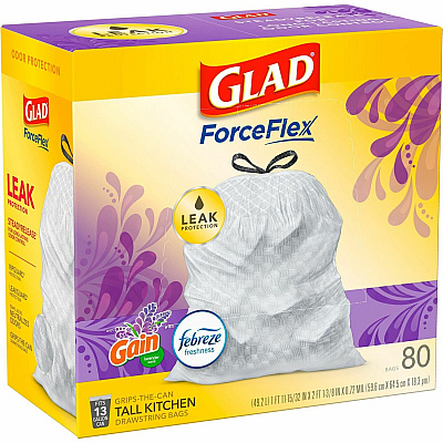 Glad ForceFlex Tall Kitchen Drawstring Trash Bags (CLO78902PL)
