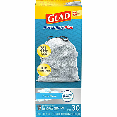 Glad ForceFlexPlus X-Large Kitchen Drawstring Bags (CLO78913BD)