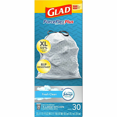 Glad ForceFlexPlus X-Large Kitchen Drawstring Bags (CLO78913BD)