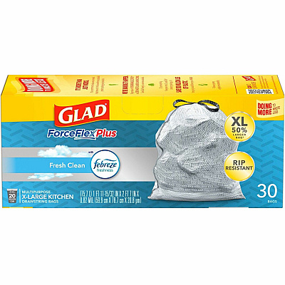Glad ForceFlexPlus X-Large Kitchen Drawstring Bags (CLO78913CT)