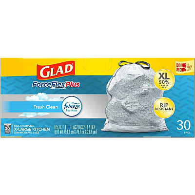 Glad ForceFlexPlus X-Large Kitchen Drawstring Bags (CLO78913PL)